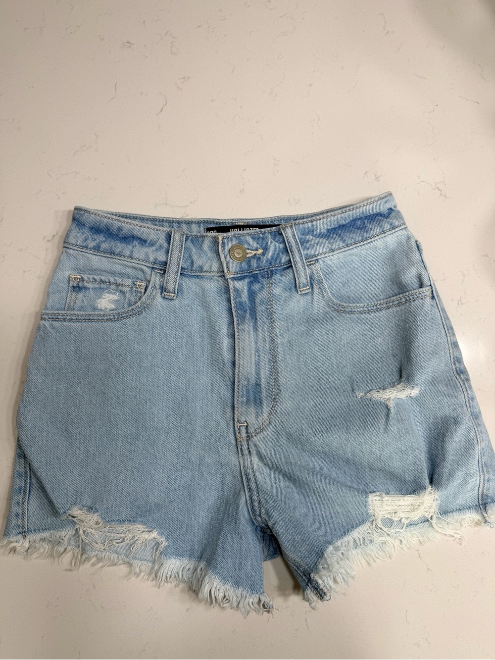 Hollister Light Blue Distressed Denim Cutoff Shorts